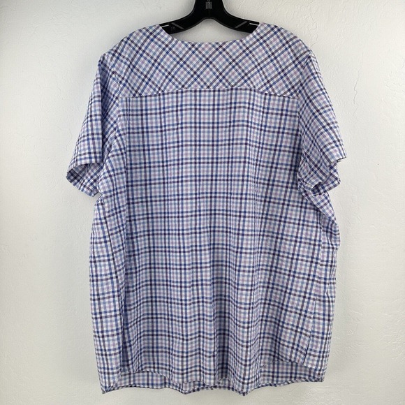 Woman‎ Within Button Up Shirt Womens Short Sleeve Gingham Purple Blue 1X 22/24 - Picture 9 of 10